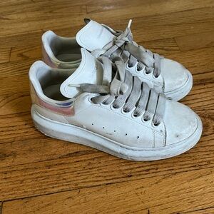 Alexander McQueen White Sneakers with Iridescent Detail